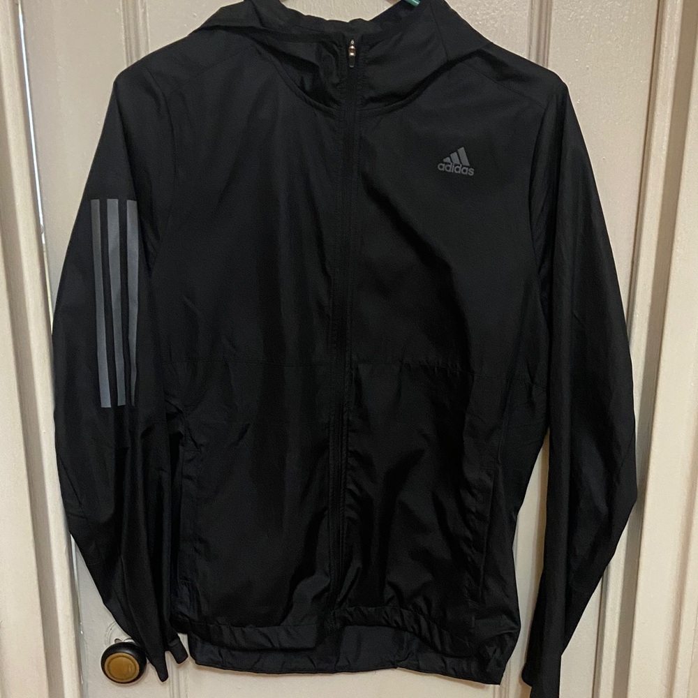 Adidas WOMEN Black Windbreaker Jacket